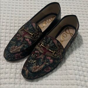 Sam Edelman Multicolor Embroidered Loafers with Gold Accent